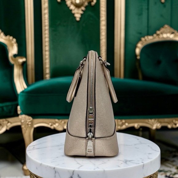 COACH Sierra Dome Satchel – Metallic Gold Crossgrain Leather - Picture 3 of 6